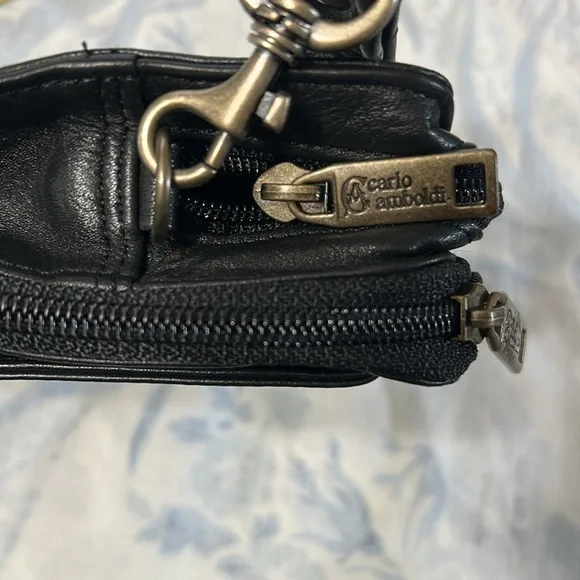 Vintage Black leather travel organizer/wristlet by Carlo Amboldi - Picture 5 of 9